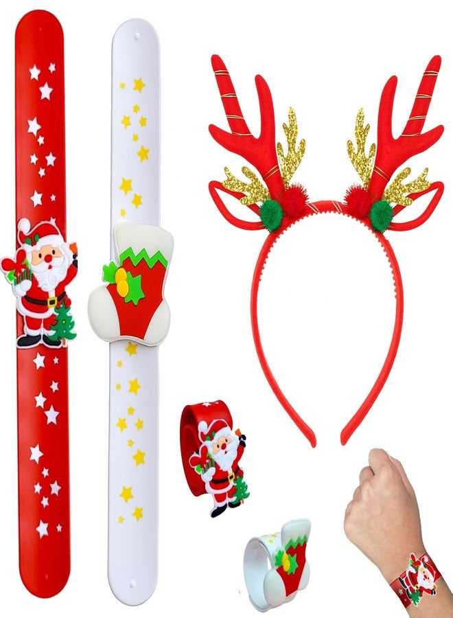 Kidology Christmas Gift Set for Kids - 2 Mini Christmas Storage Bags & 2 Christmas Slap Bands | Festive Holiday Accessories with Random Designs | Perfect for Party Favors, Stocking Stuffers & Gifts - Image 1